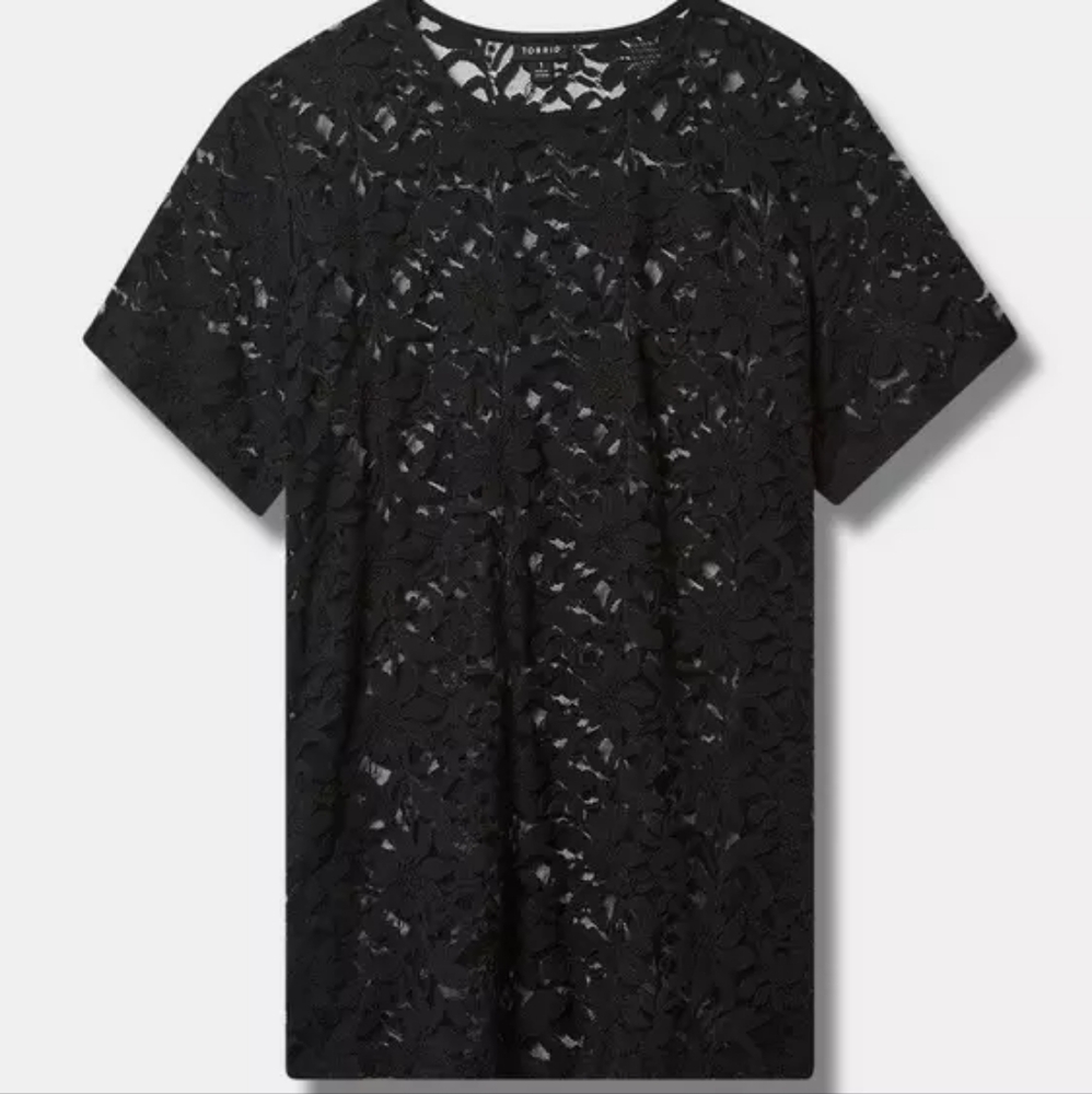 Torrid Size 0 Sheer Stretch Lace Women's Black Top